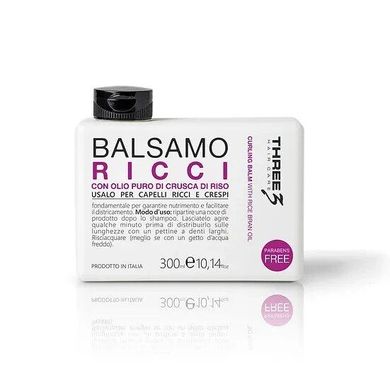 FAIPA THREE 3 HC RICCI Balsamo Бальзам для кучерявого волосся з Олією рисових висівок pH3.1, 300мл (Оригінал)
